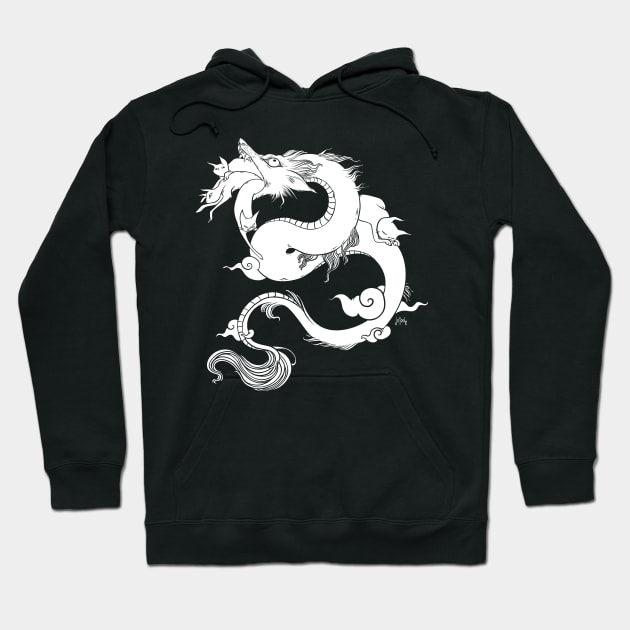 Flying Dragon In Space With Cats Drawing Hoodie by cellsdividing